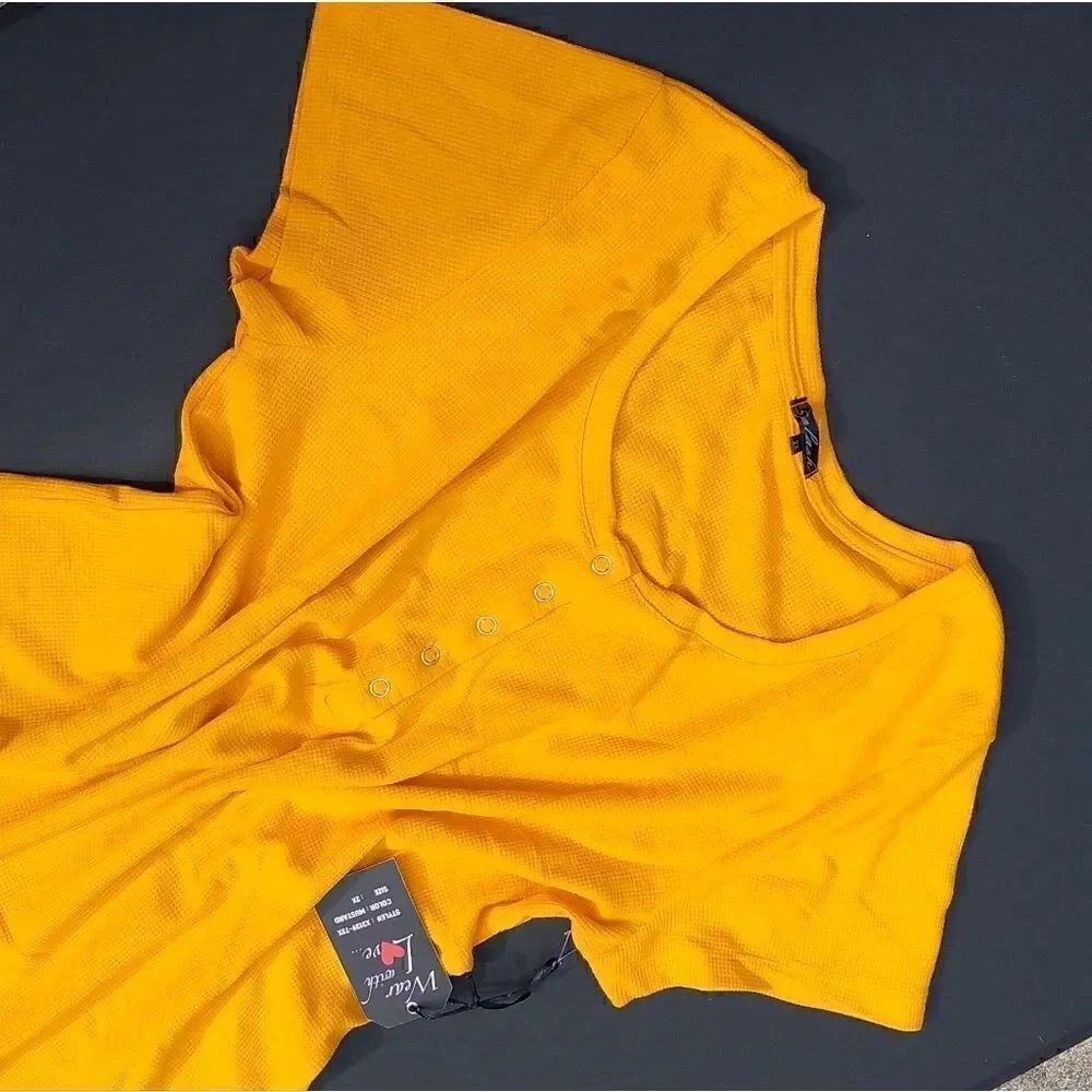 Take 50% OFF- Splash, Plus Top, Color Gold Yellow, Size-2X.
